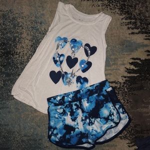 Justice Tye Dye Blue & White Shorts & Shirt Set!!